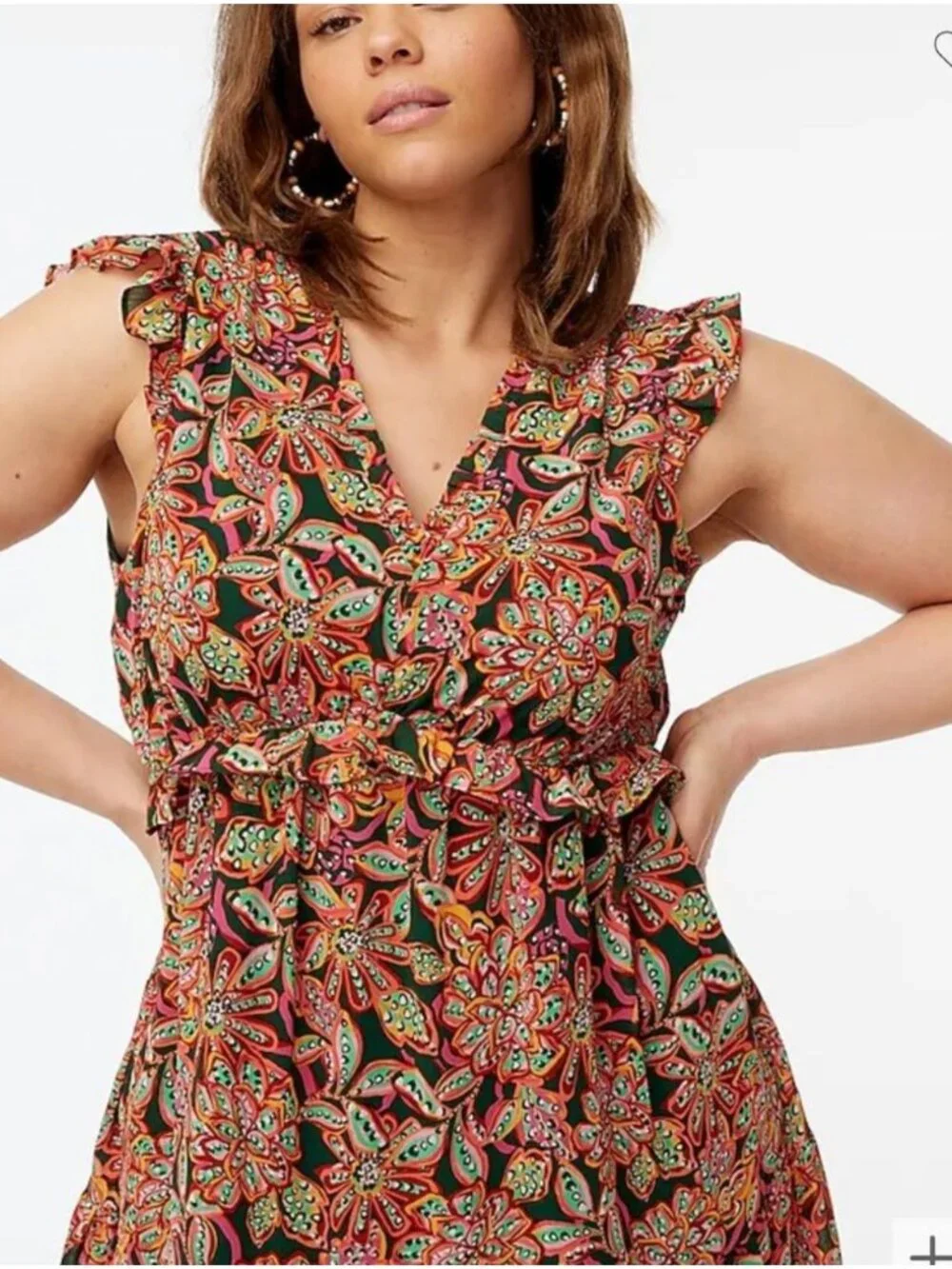 J. Crew Floral Print Tiered Ruffle V-neck Mini Dress in Women's 14